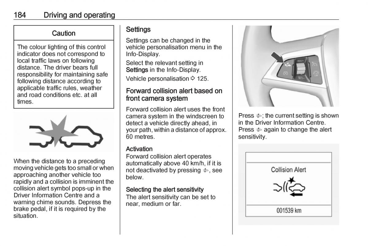 Opel Zafira C FL owners manual / page 186