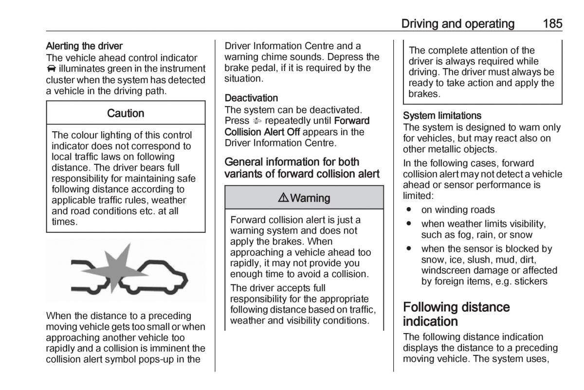 Opel Zafira C FL owners manual / page 187