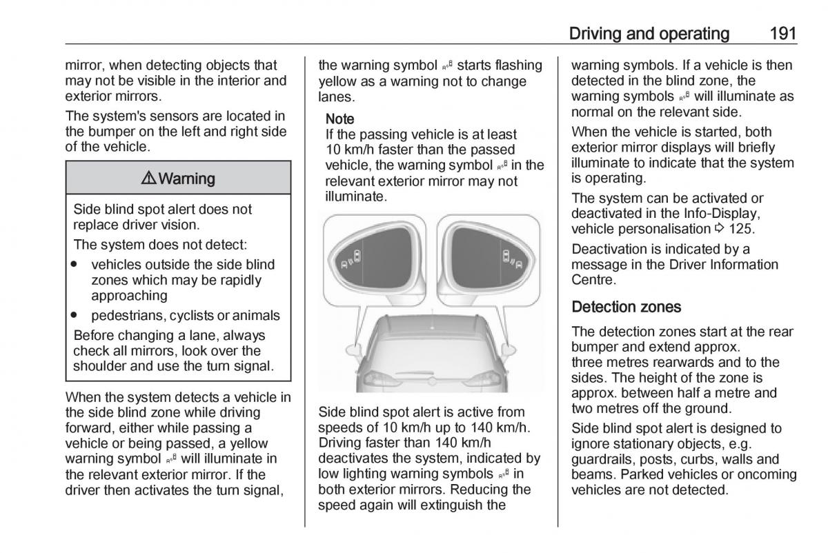 Opel Zafira C FL owners manual / page 193