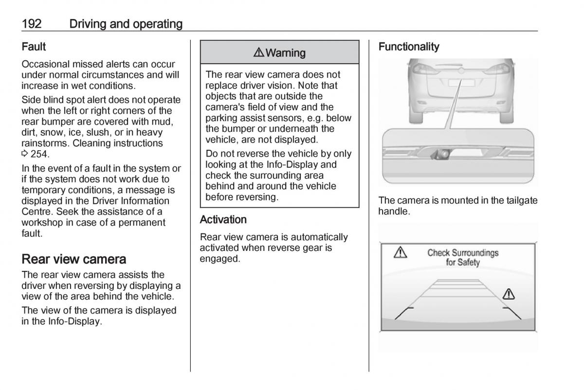 Opel Zafira C FL owners manual / page 194