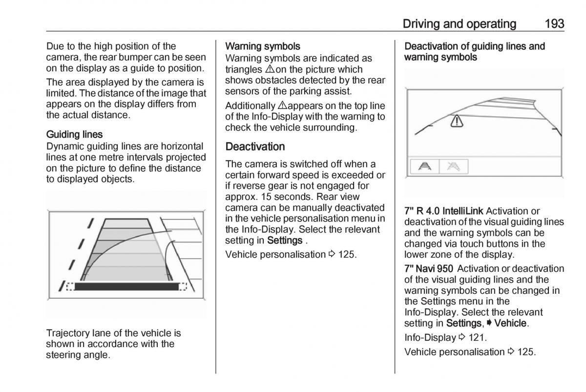 Opel Zafira C FL owners manual / page 195