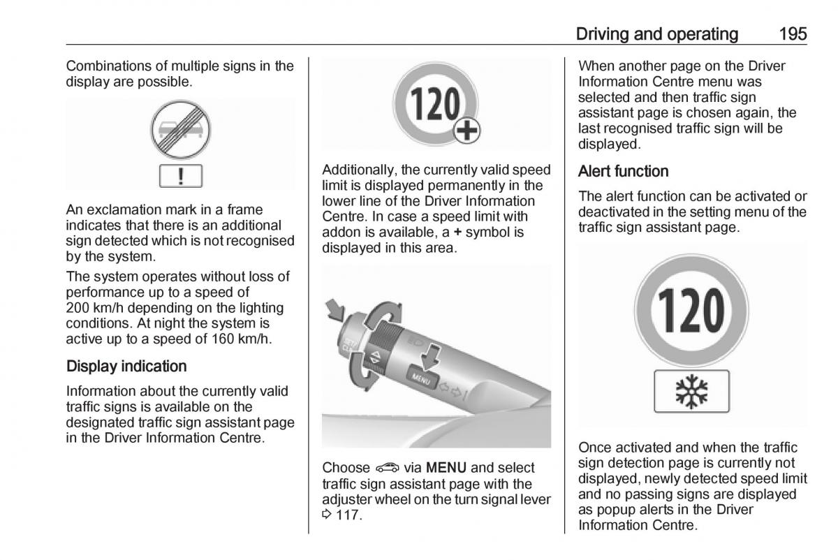 Opel Zafira C FL owners manual / page 197