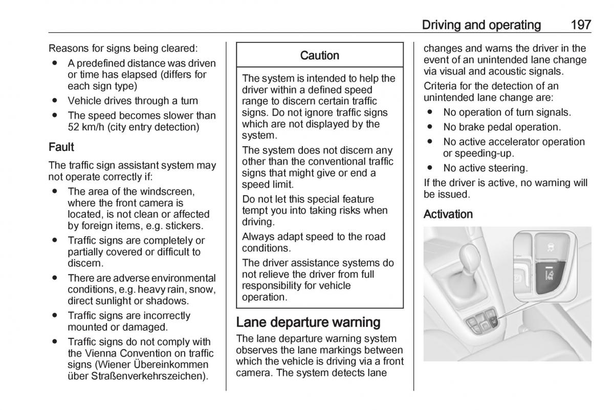 Opel Zafira C FL owners manual / page 199