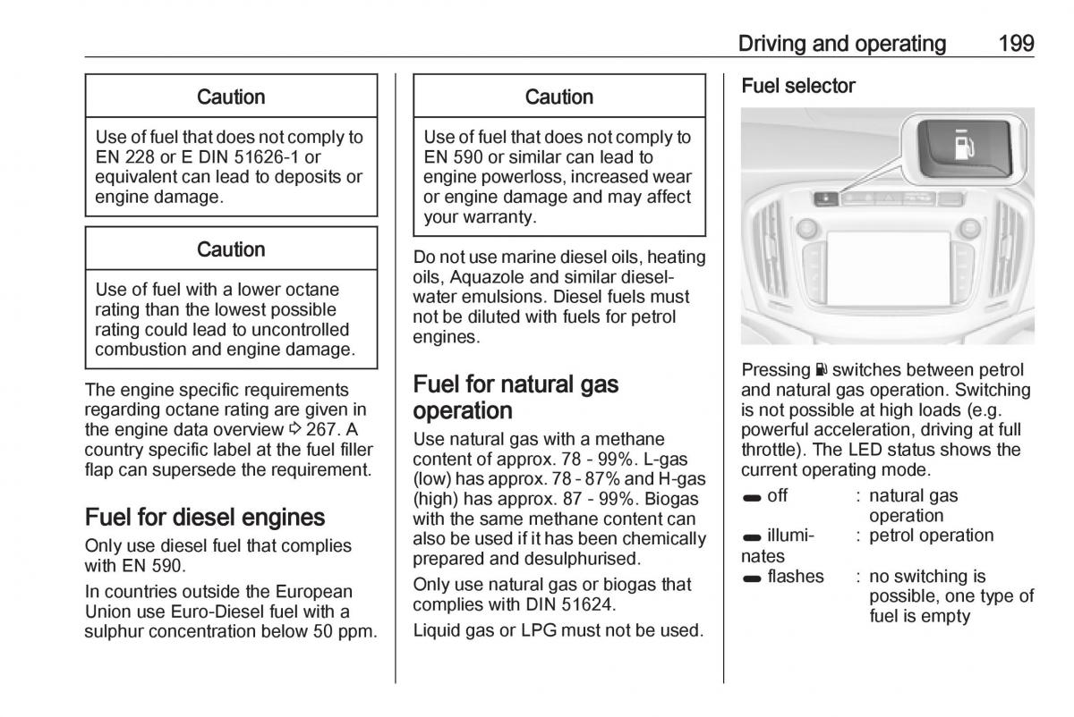 Opel Zafira C FL owners manual / page 201