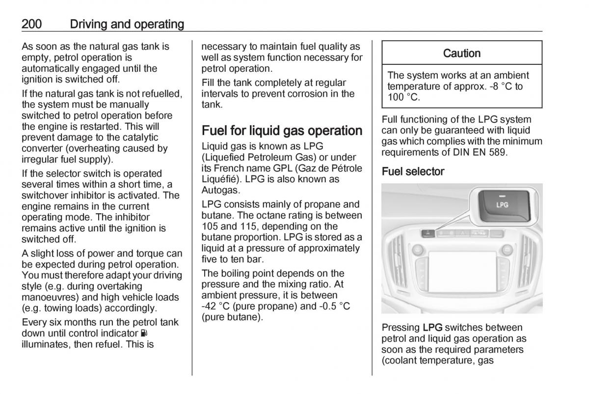 Opel Zafira C FL owners manual / page 202