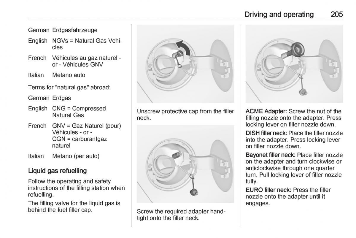 Opel Zafira C FL owners manual / page 207