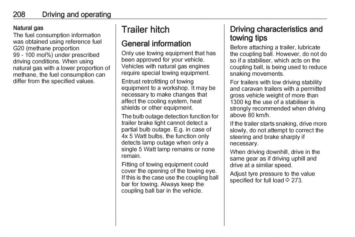 Opel Zafira C FL owners manual / page 210