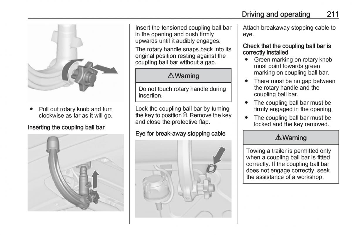 Opel Zafira C FL owners manual / page 213