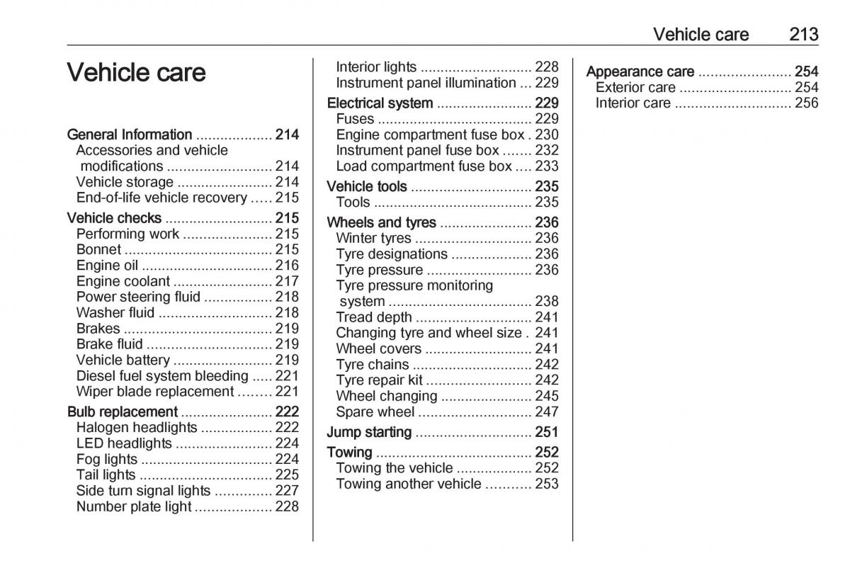 Opel Zafira C FL owners manual / page 215