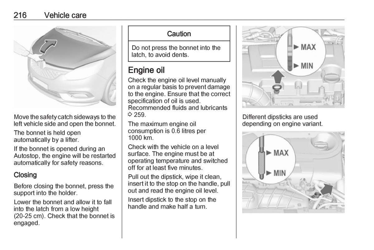 Opel Zafira C FL owners manual / page 218