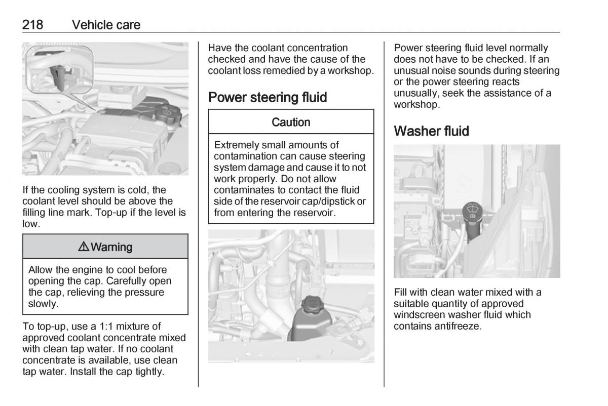 Opel Zafira C FL owners manual / page 220