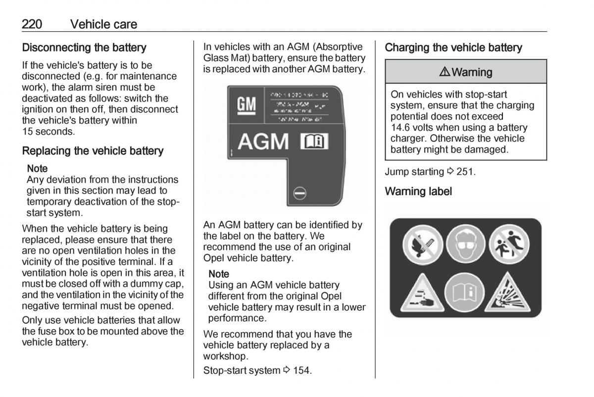 Opel Zafira C FL owners manual / page 222