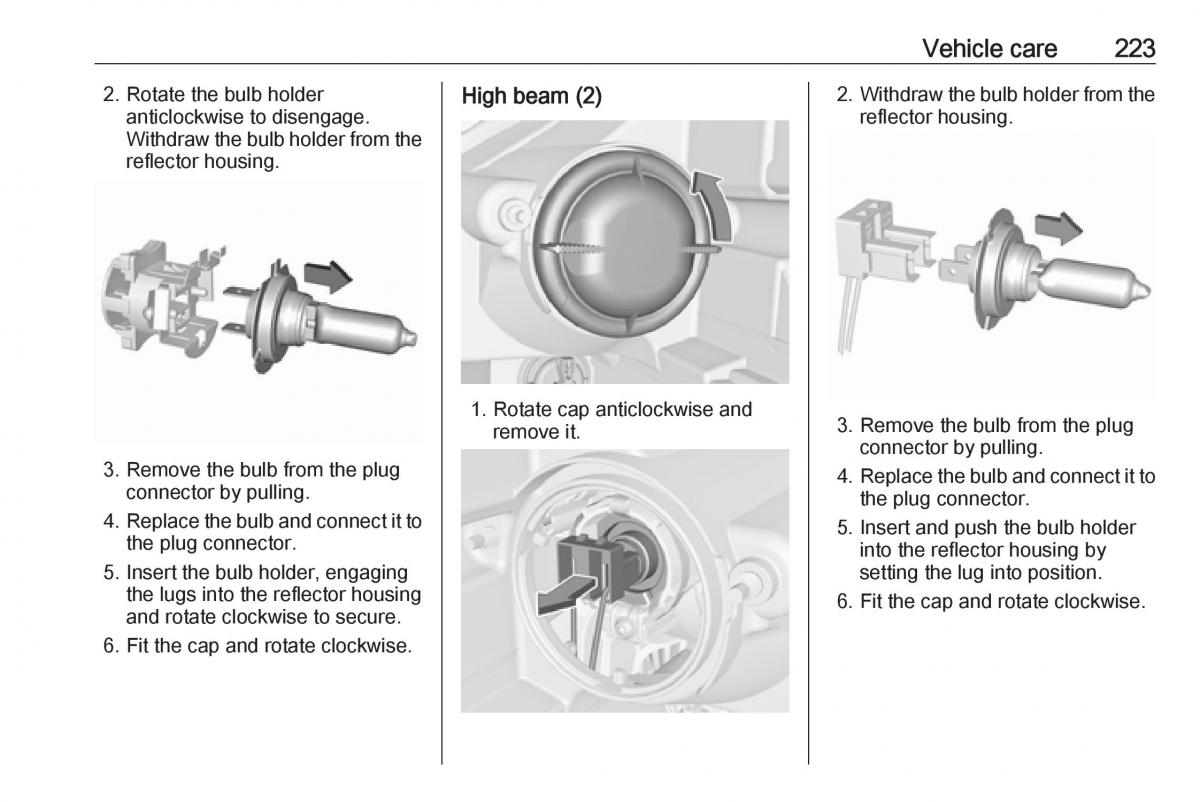 Opel Zafira C FL owners manual / page 225