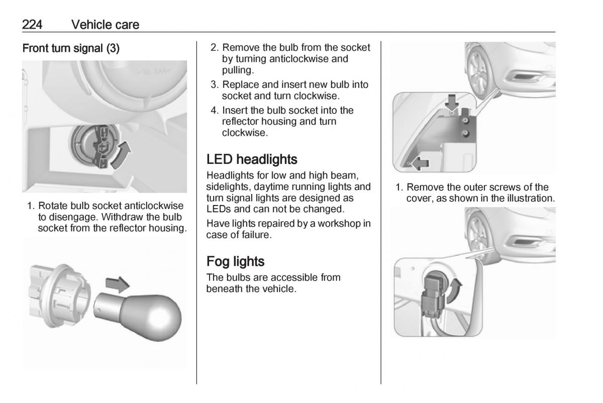 Opel Zafira C FL owners manual / page 226