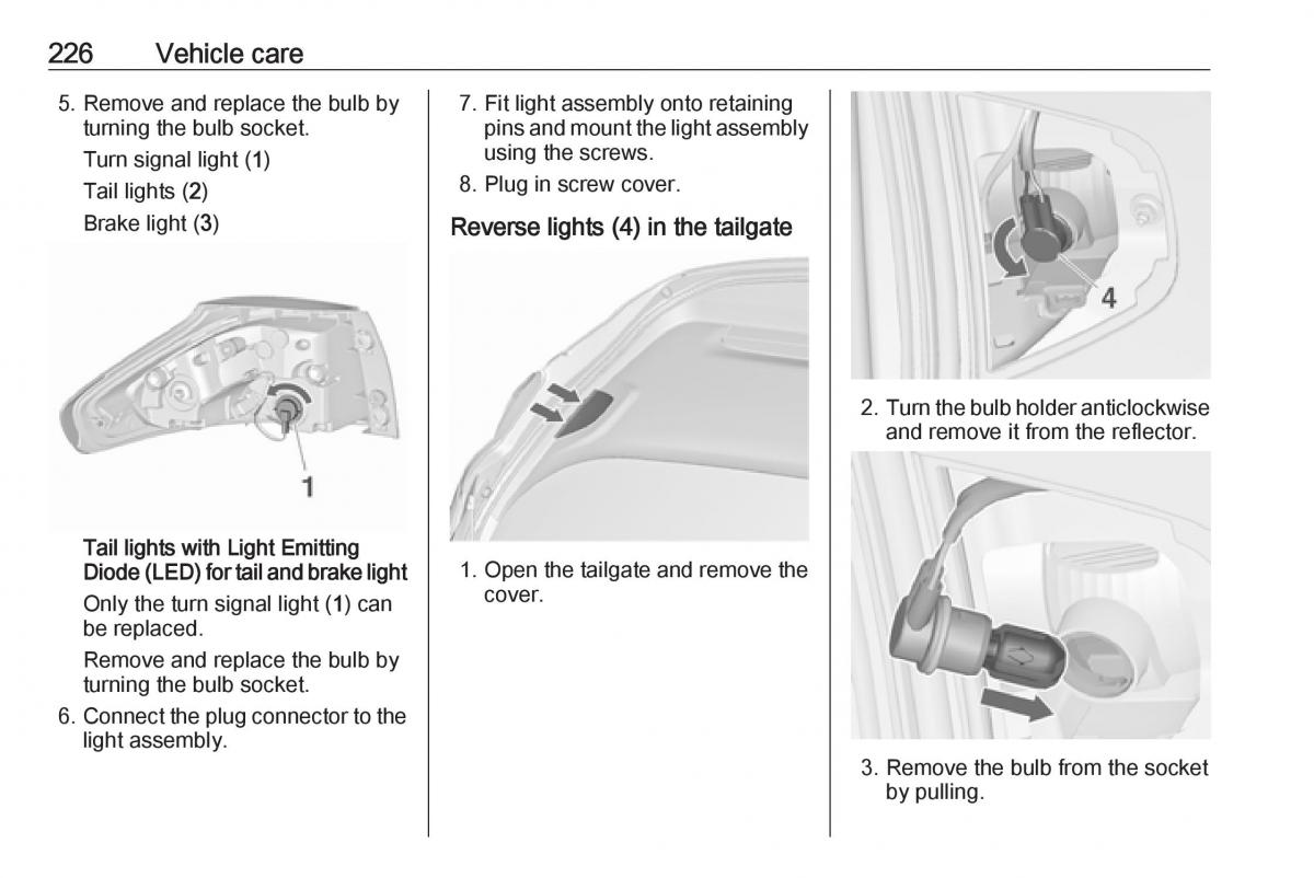 Opel Zafira C FL owners manual / page 228