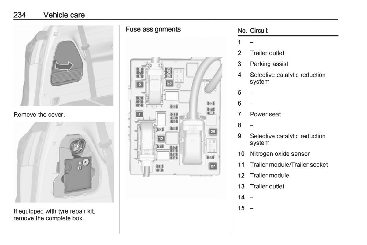 Opel Zafira C FL owners manual / page 236