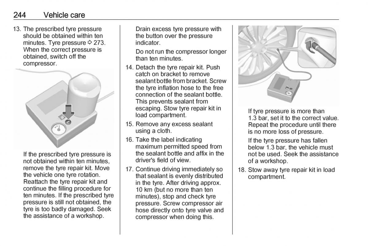 Opel Zafira C FL owners manual / page 246