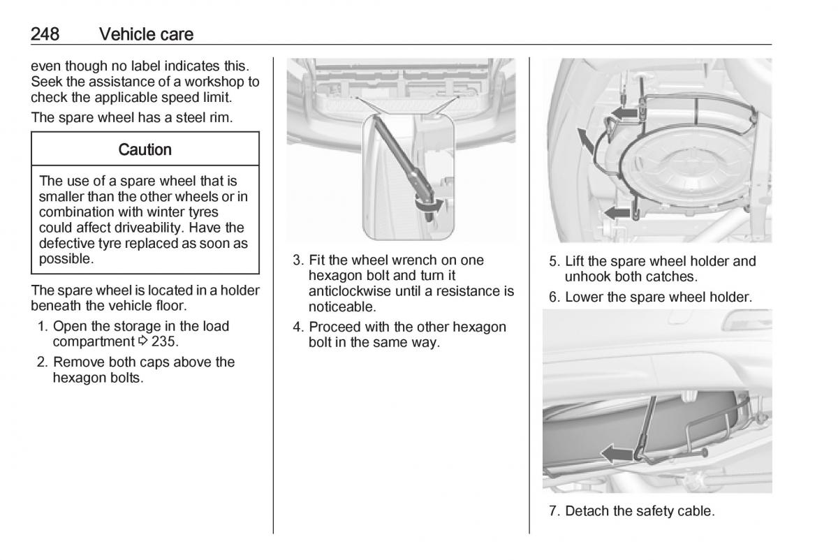 Opel Zafira C FL owners manual / page 250