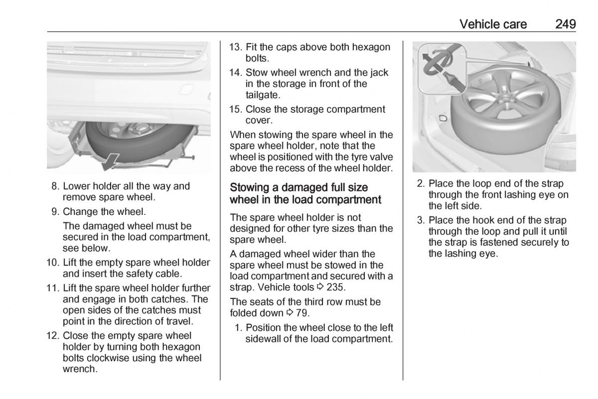 Opel Zafira C FL owners manual / page 251