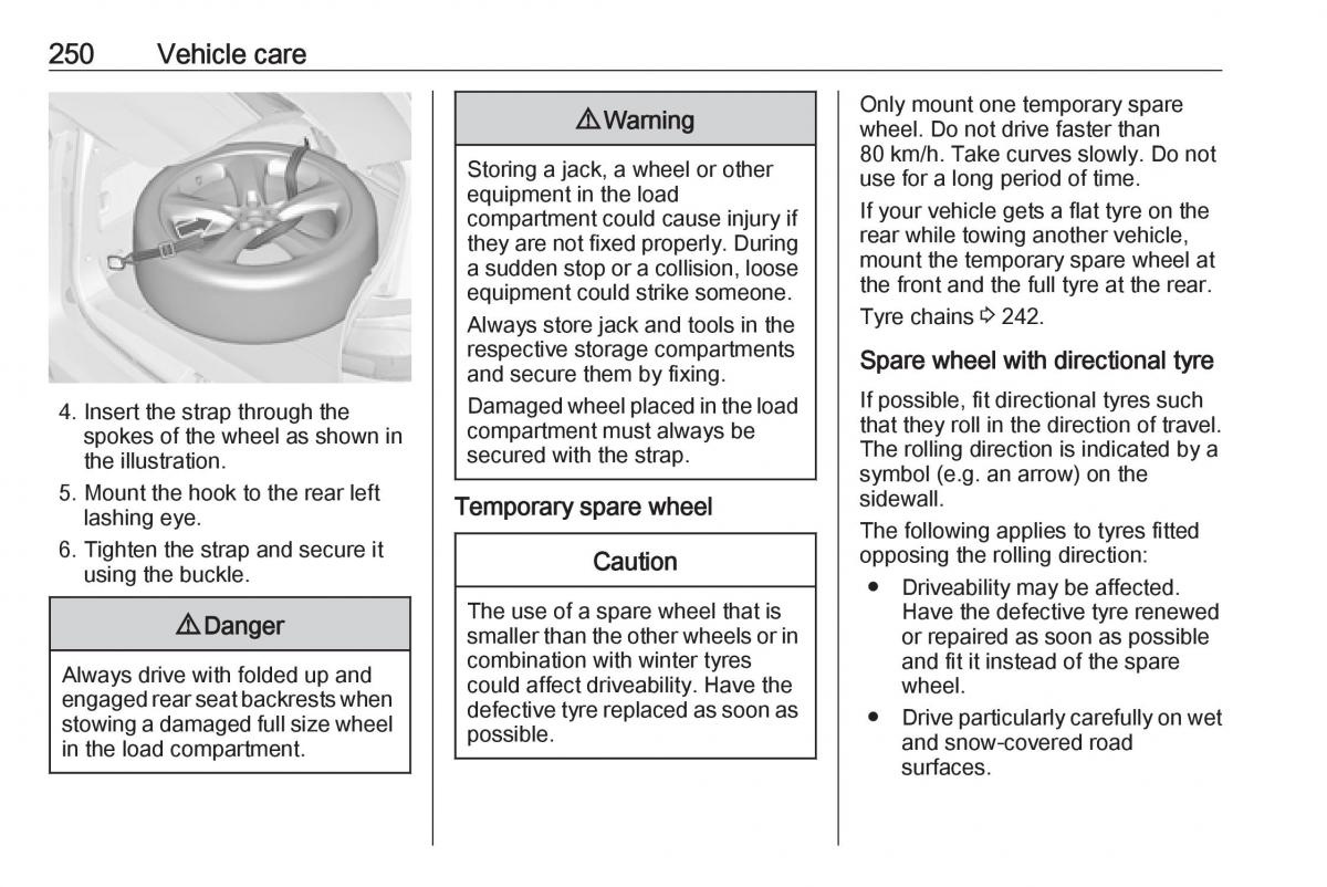 Opel Zafira C FL owners manual / page 252