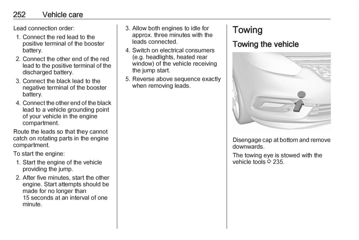 Opel Zafira C FL owners manual / page 254