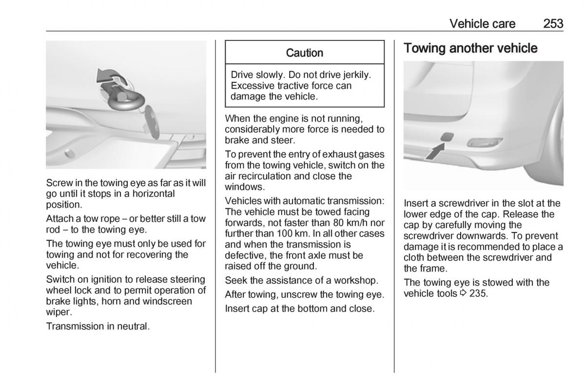 Opel Zafira C FL owners manual / page 255