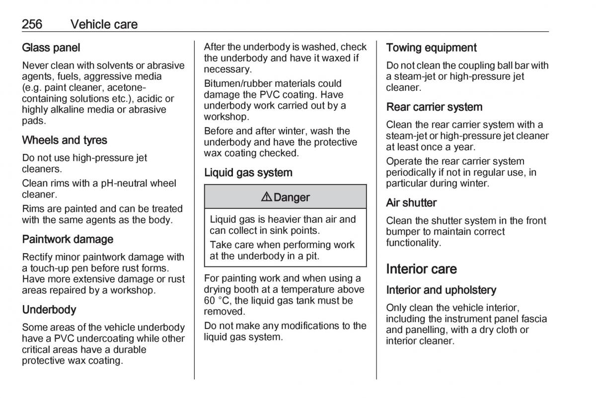 Opel Zafira C FL owners manual / page 258