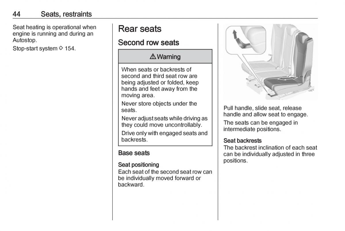 Opel Zafira C FL owners manual / page 46