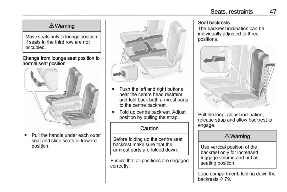 Opel Zafira C FL owners manual / page 49