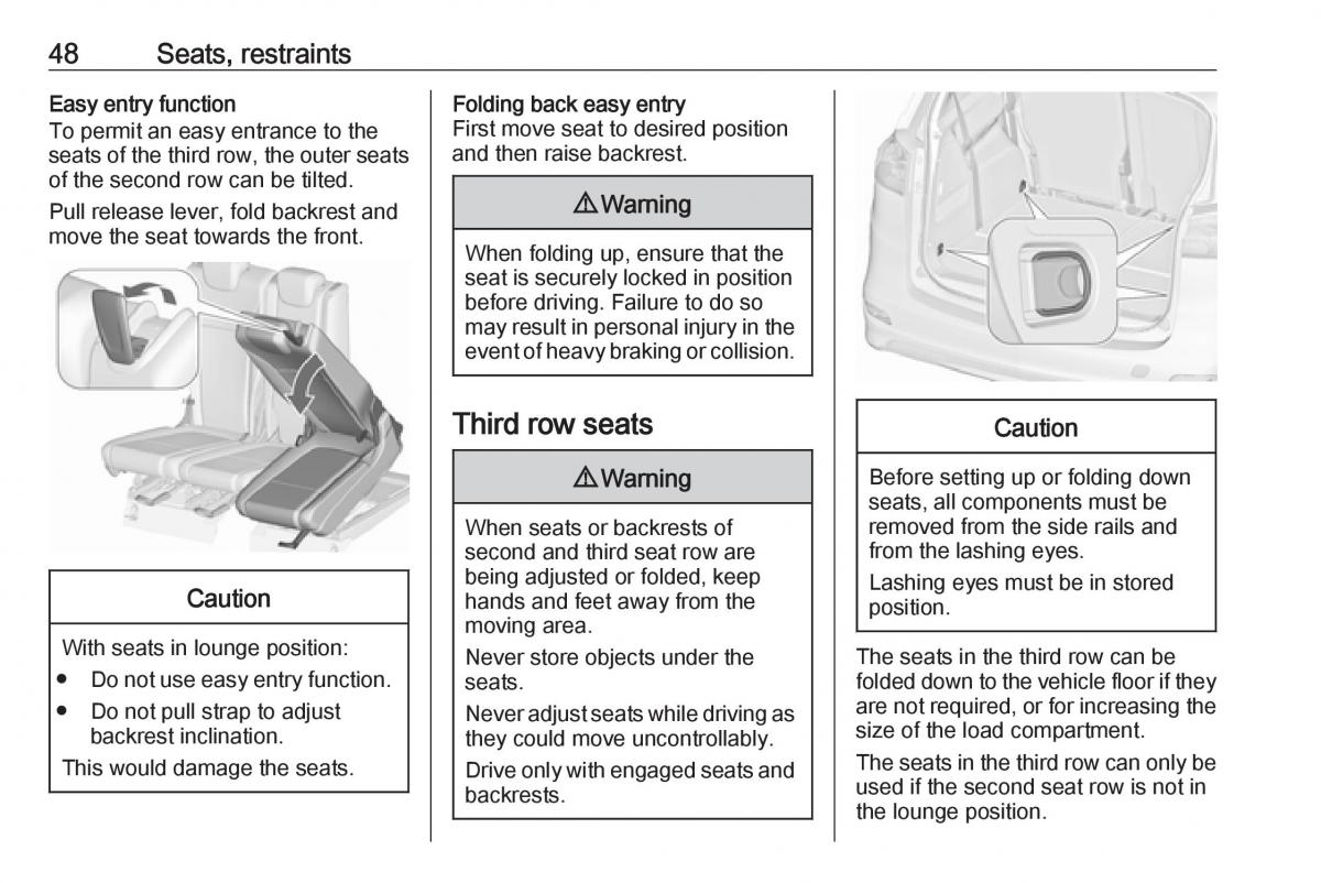 Opel Zafira C FL owners manual / page 50