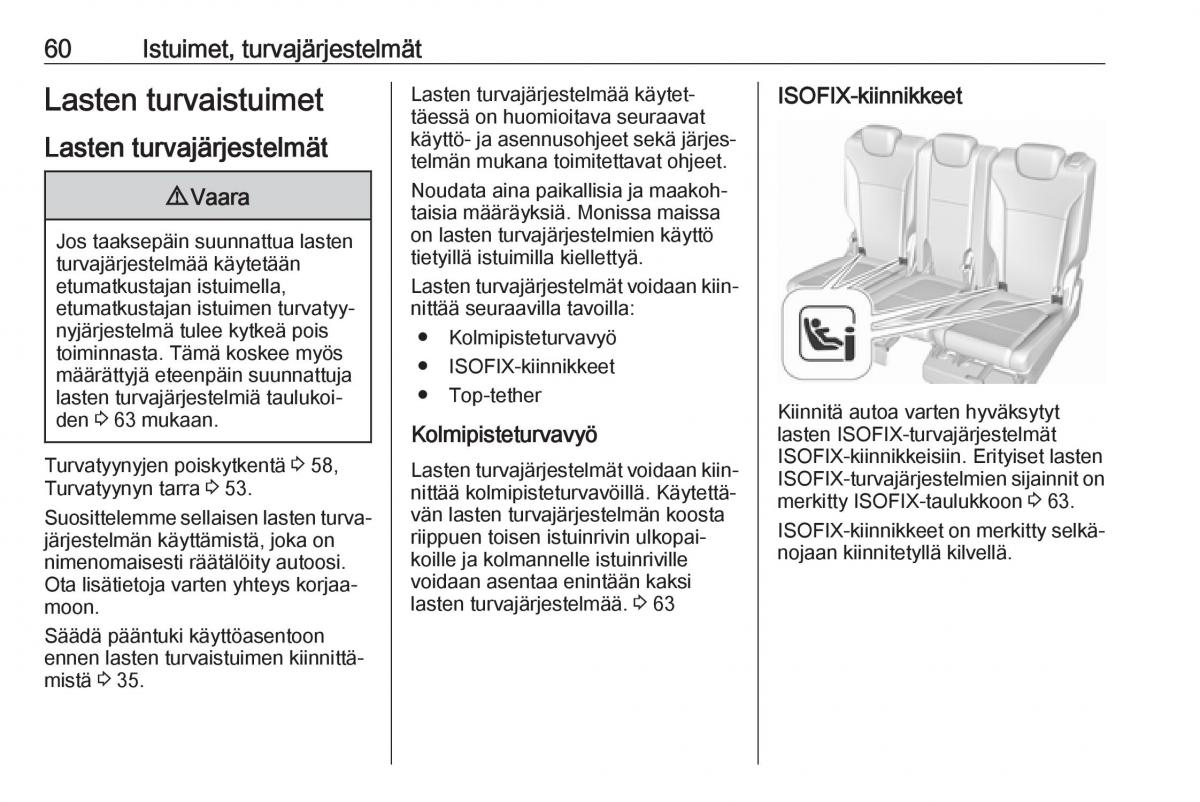 Opel Zafira C FL omistajan kasikirja / page 62