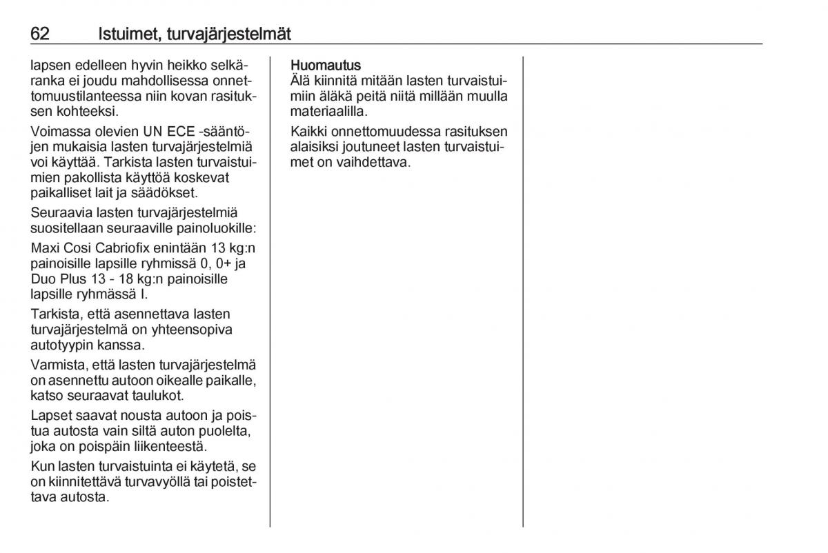 Opel Zafira C FL omistajan kasikirja / page 64