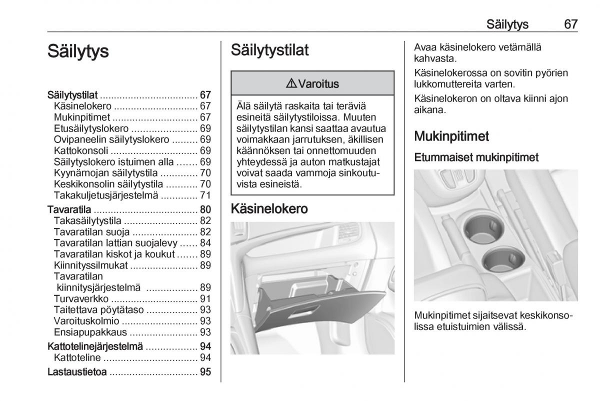 Opel Zafira C FL omistajan kasikirja / page 69