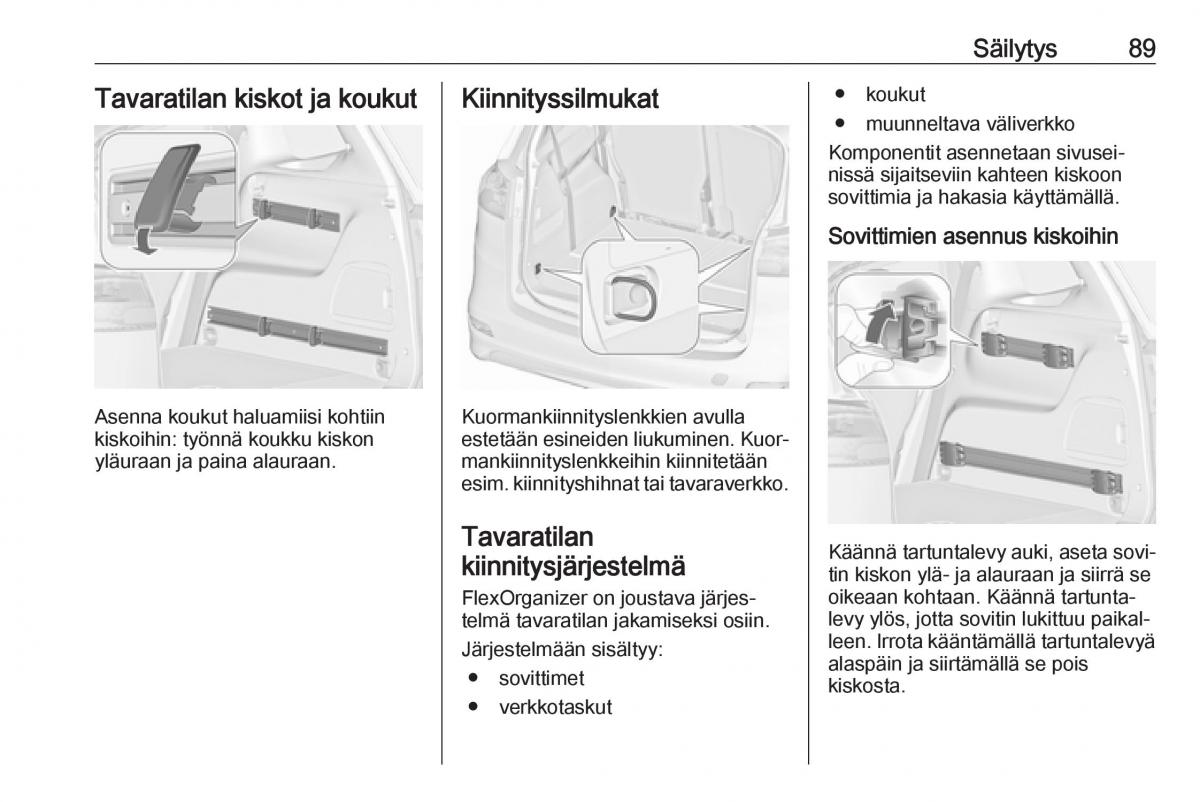 Opel Zafira C FL omistajan kasikirja / page 91