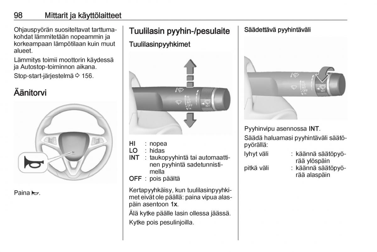 Opel Zafira C FL omistajan kasikirja / page 100