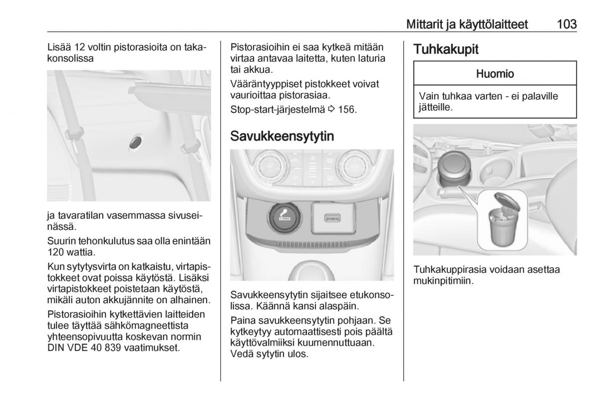 Opel Zafira C FL omistajan kasikirja / page 105