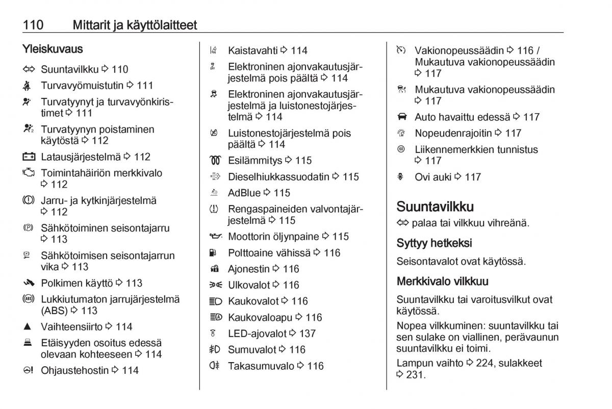 Opel Zafira C FL omistajan kasikirja / page 112