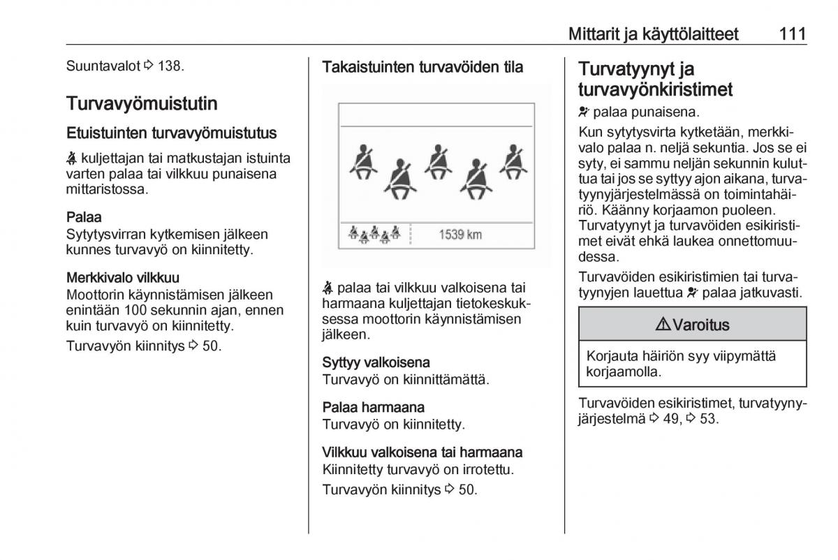 Opel Zafira C FL omistajan kasikirja / page 113