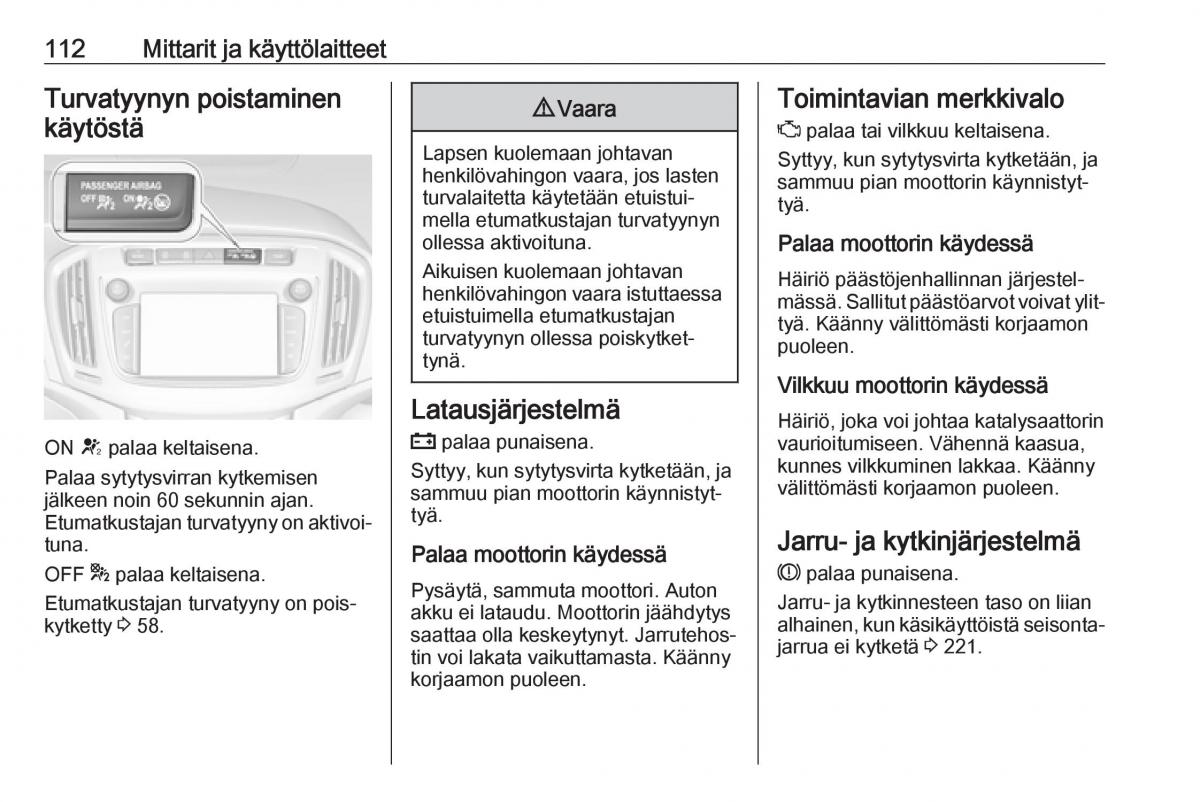 Opel Zafira C FL omistajan kasikirja / page 114