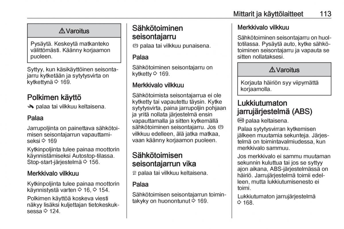 Opel Zafira C FL omistajan kasikirja / page 115