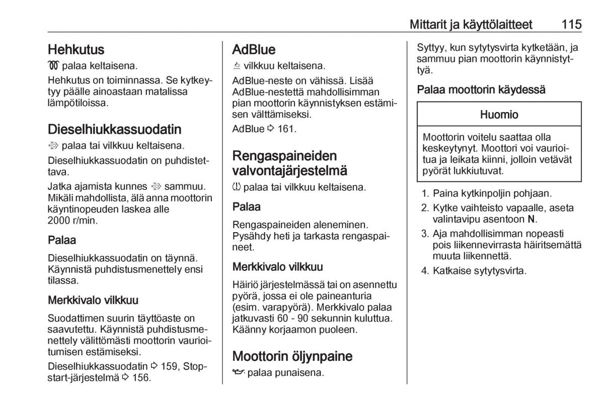 Opel Zafira C FL omistajan kasikirja / page 117