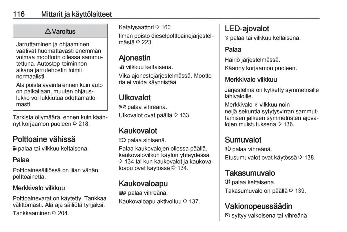 Opel Zafira C FL omistajan kasikirja / page 118