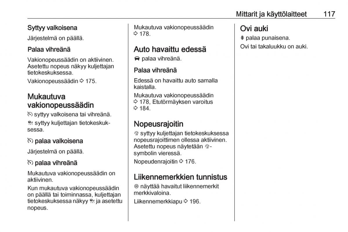 Opel Zafira C FL omistajan kasikirja / page 119