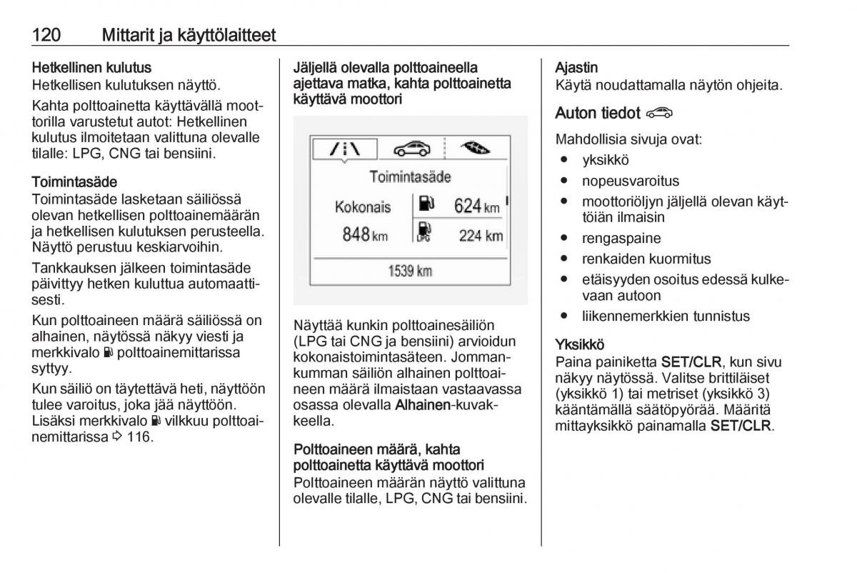 Opel Zafira C FL omistajan kasikirja / page 122