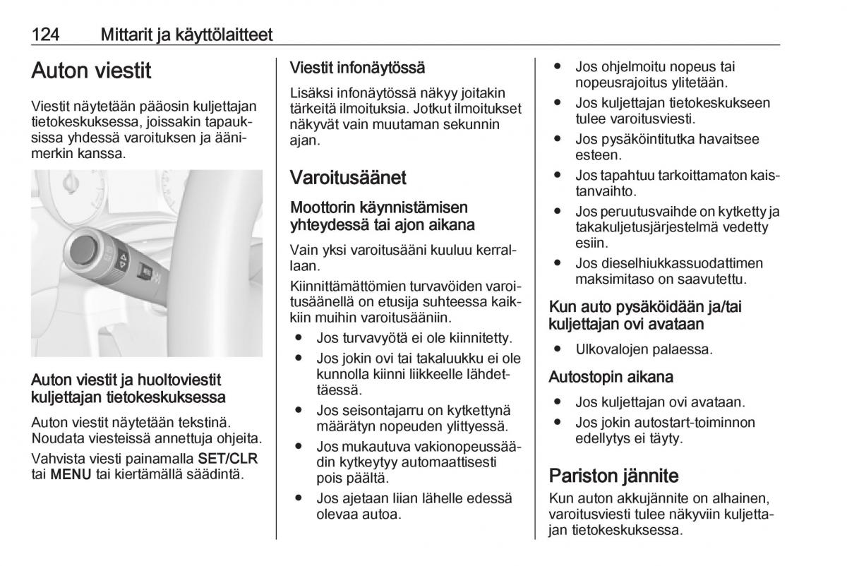 Opel Zafira C FL omistajan kasikirja / page 126