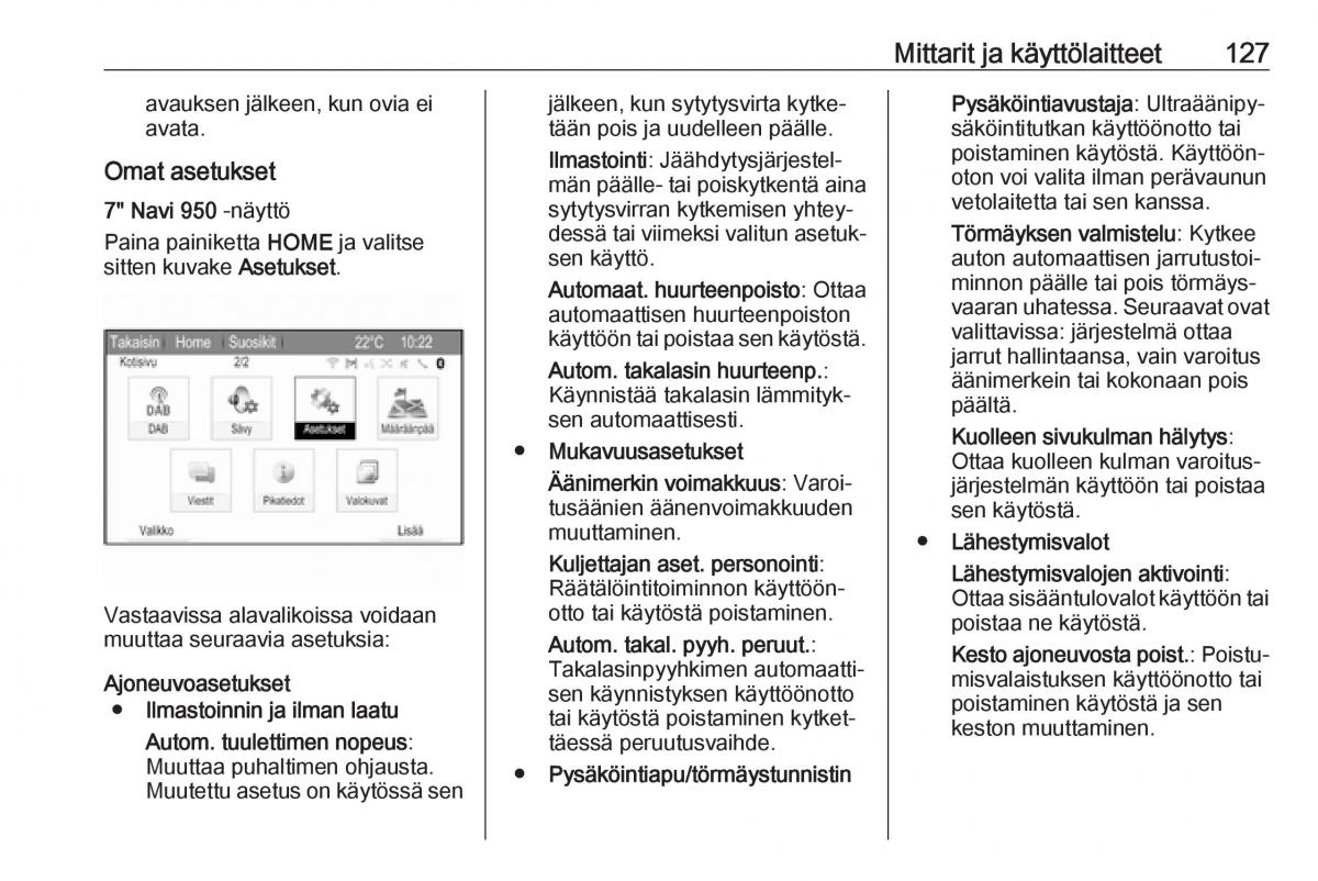 Opel Zafira C FL omistajan kasikirja / page 129