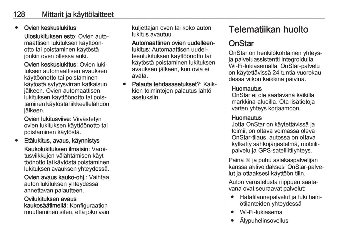 Opel Zafira C FL omistajan kasikirja / page 130