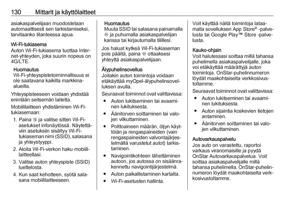 Opel Zafira C FL omistajan kasikirja / page 132