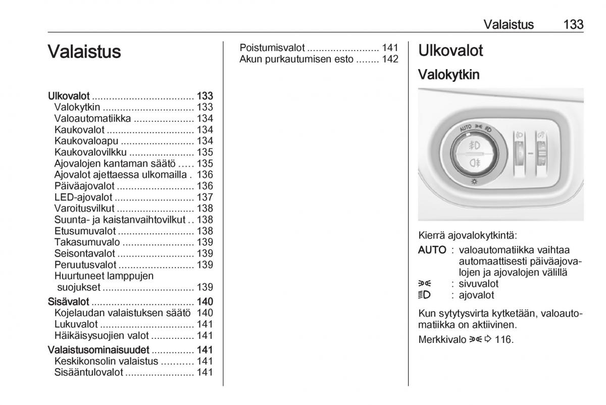 Opel Zafira C FL omistajan kasikirja / page 135