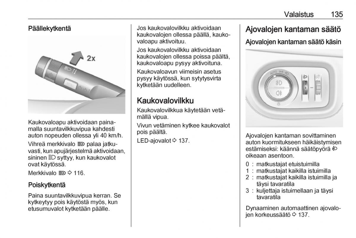 Opel Zafira C FL omistajan kasikirja / page 137